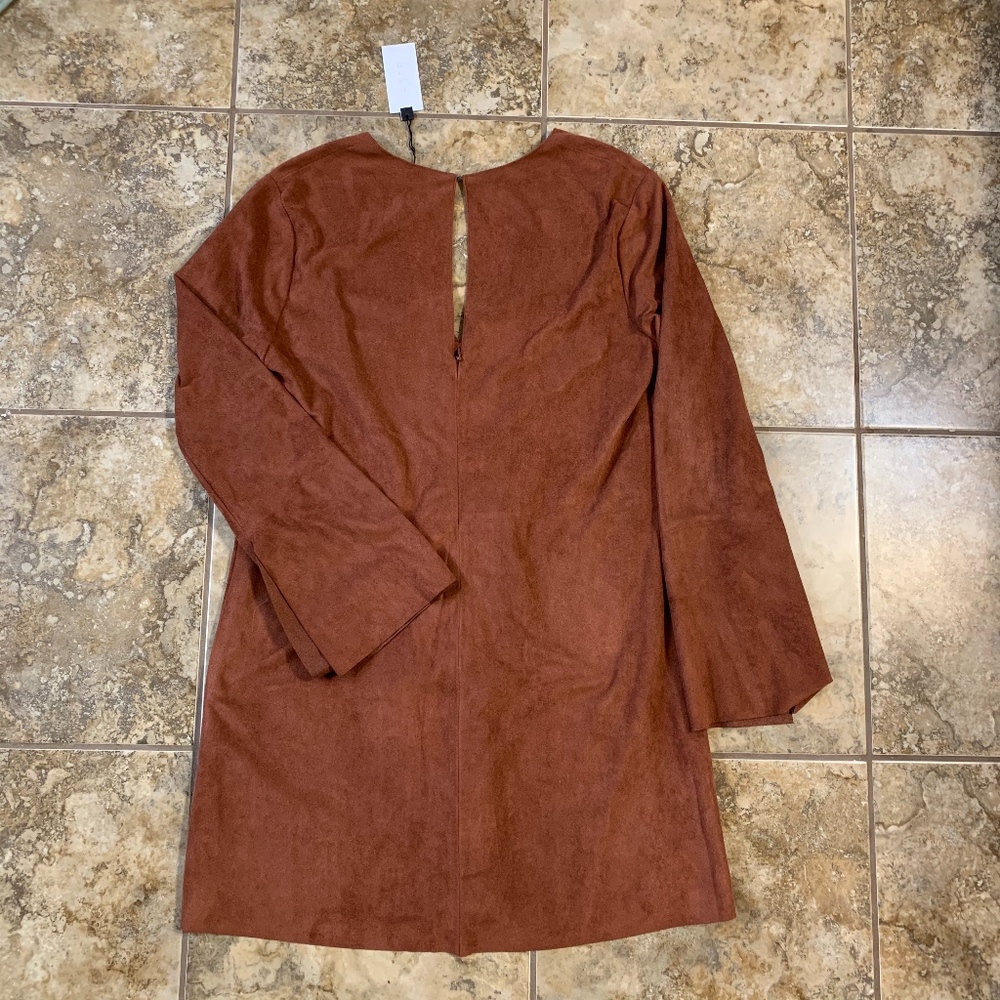 ASTR The Label Rust Faux Suede Shift Dress - Picture 5 of 6